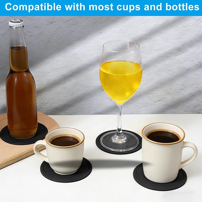 Set of 6 Leather Coasters, Dual-Sided Non-Slip & Waterproof, - Image 3