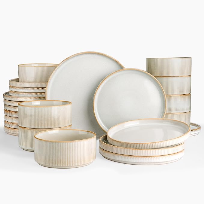 Famiware Star Ceramic Plates and Bowls Sets, Reactive Glaze Dishes by Famiware