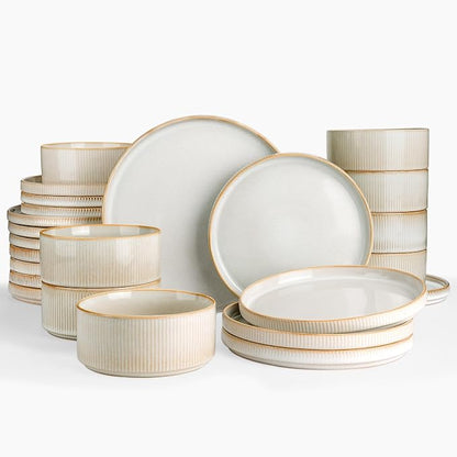 Famiware Star Ceramic Plates and Bowls Sets, Reactive Glaze Dishes by Famiware
