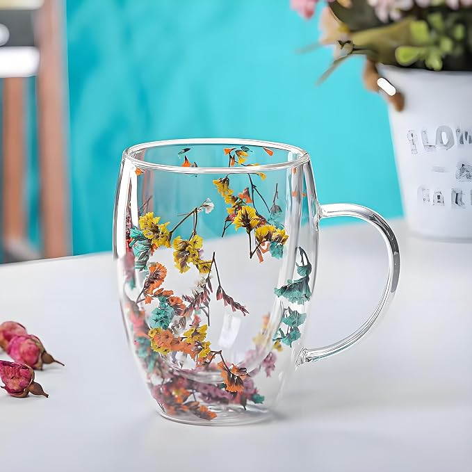 NBHUZEHUA Double Wall Coffee Mugs Set of 2 Insulated Glass Cup Set Newly Wed - Image 7