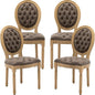 Vintage French Dining Chairs Set of 4, Round Back PU Leather Upholstered Accent Chairs with Nailhead Trim and Solid Wood Frame, Farmhouse Sillas de Comedor for Dining Room & Kitchen, Distressed Brown