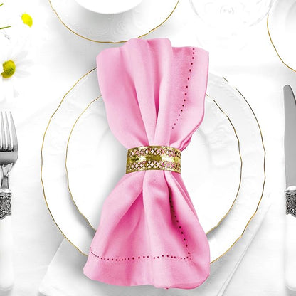 Urban Villa Cloth Napkins Set of 12 (20x20 Inches) 100% Cotton Hemstitch Napkins Cloth Washable Durable Reusable Absorbent Table Dinner Napkins Cloth for Hotel Lunch Restaurant Weddings Parties – Pink