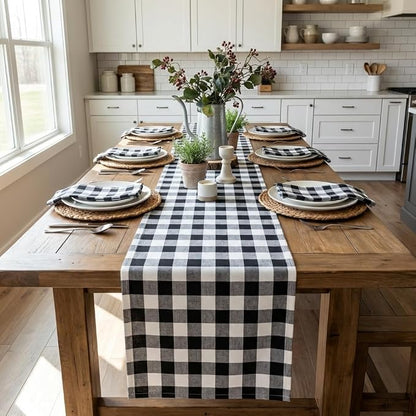 ShinyBeauty Black and White Checkered Table Runner, - Image 5