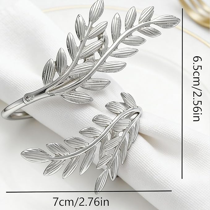 Silver Wheat Napkin Rings Set of 12, Metal Holders - Image 2