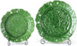 KAMMAK Ceramic Decorative Plate Set of 2, Porcelain Plates for Kitchen Dining Room Wine Cabinet Home Decor, Vintage Collector Plates with 2 Display Stand, Green Leaves (8-inch + 10-inch)