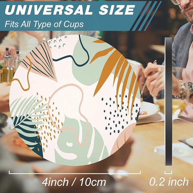 Coasters for Drinks, Kitchen Home Decor Housewarming Gift, Round 4 in - Image 3
