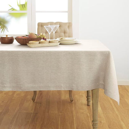 Solino Home Linen Tablecloth 60 x 144 Inch - 100% Pure Linen Light Natural Table Cloth for Rectangular Tables - Athena, Machine Washable Cloth Tablecloth for Spring, Easter