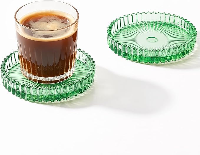 2 Pcs Drink Coasters, Modern Clear Glass Coaster Set, Crystal Coasters Round by Unknown
