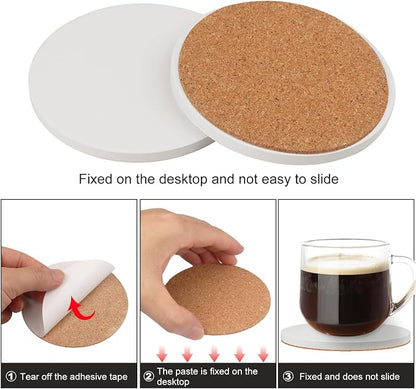 GNIEMCKIN 50 Pieces 3.54 Inch Round Blank Ceramic Coasters, Unglazed Ceramic - Image 3