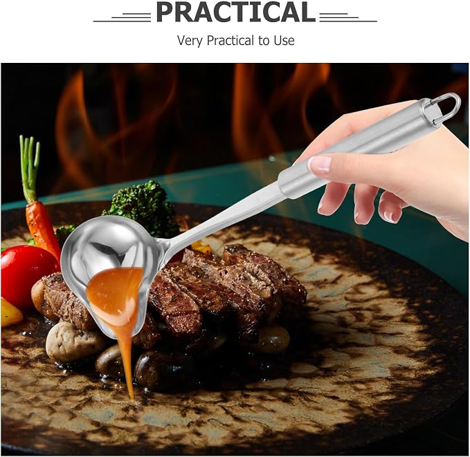 FRCOLOR 2pcs Stainless Steel Duckbill Soup Spoons Long Handle, Smooth Edges - Image 9