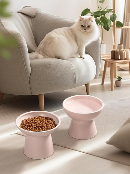 LoeJan Elevated Cat Food and Water Bowls Set, Extra Wide and Raised Ceramic - Image 8