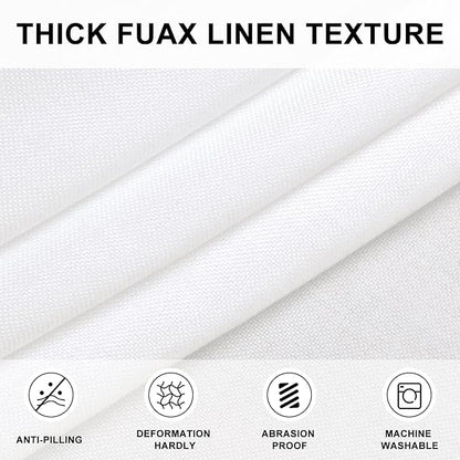 Hiasan Round Linen Table Cover 50 Inch - Wrinkle and Stain Resistant Washable Polyester Fabric Table Cloth for Dining Room Kitchen Party, White