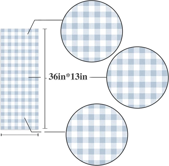 Dusty Blue Gingham Table Runner Light Blue Checkered Boy Girl Baby Shower - Image 3