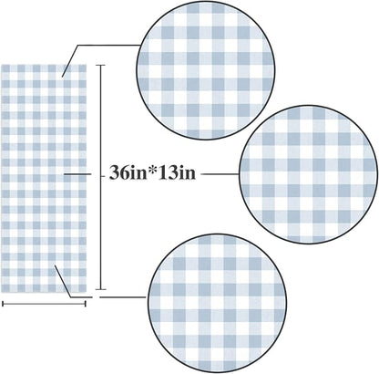 Dusty Blue Gingham Table Runner Light Blue Checkered Boy Girl Baby Shower - Image 3