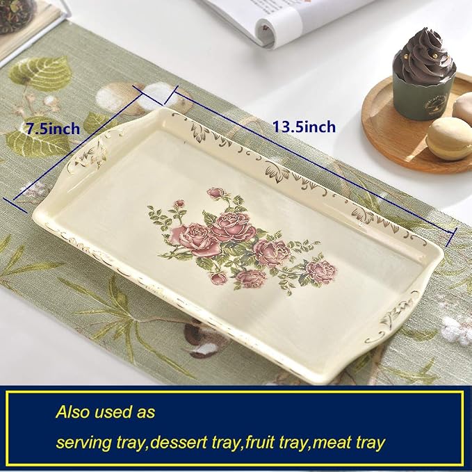 YOLIFE Porcelain Tea Set, Ivory Vintage Pink Rose Teaset | 4 Teacups, 1 Teapot - Image 4