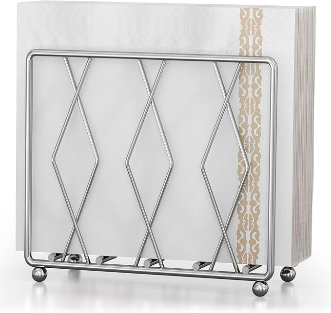 Large Silver Metal Napkin Holder by LWSFF