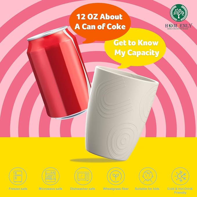 Homienly Wheat Straw Cups 8 PCS Plastic Cups Unbreakable Drinking Cup Reusable - Image 5