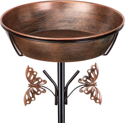 40In Metal Bird Bath for Outdoors, Removable 3" Deep 13" Dia Bowl Heavy-Duty by HoLarXuQ