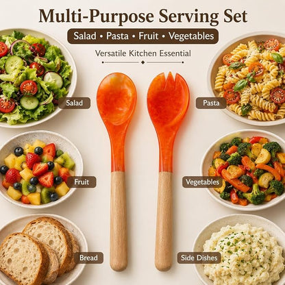 Salad Servers, Resin Salad Tongs, Long Handle Salad Server Set - Image 8