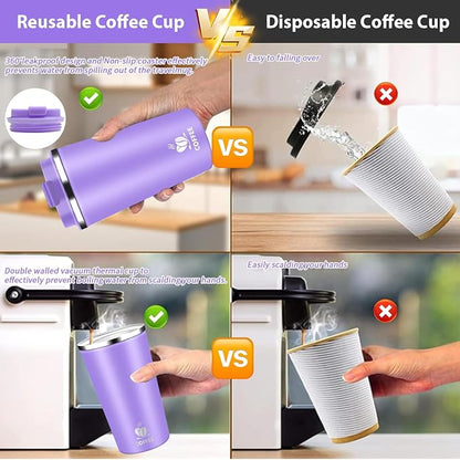 Insulated Travel Coffee Mug Reusable Coffee Tumbler Cup - Image 4