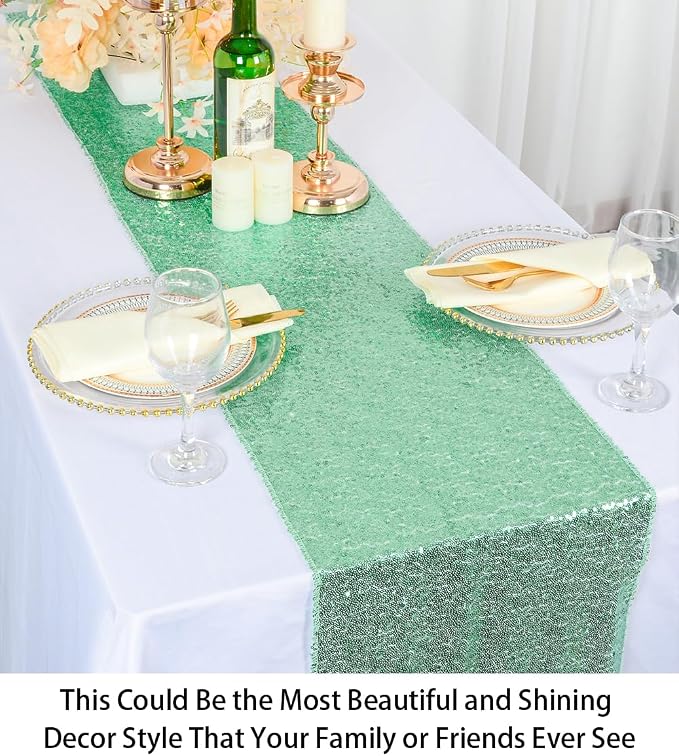 ShiDianYi Table Runners Green Bridal Shower Decorations 5Pcs Mint-Green - Image 3
