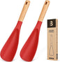 Cooking Spoon for Nonstick Cookwares, Great for Cooking and Serving Sturdy BPA-Free Matte Silicone, Wood Handle Spoon for Mixing, Scoop, and Scrape (2 Pack of Red, 11.4 inch)