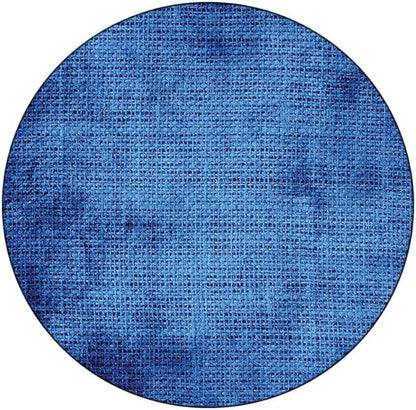 Round Vinyl Fitted Tablecloth, Navy Blue Deco Print Polyester Table Cloth, Faded Burlap Texture Old Fashioned Grunge, Fit Round Tables 35inch Diameter, for Wedding Party Dining Banquet Use