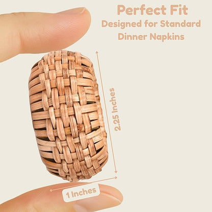 ALPHA Living HOME Napkin Rings Set of 12 - Handmade Decorative Serviette Rings for Dining Table, Weddings, Parties, Events, Holiday Gatherings, and Everyday Use Boho Rustic Farmhouse Décor (Brown)