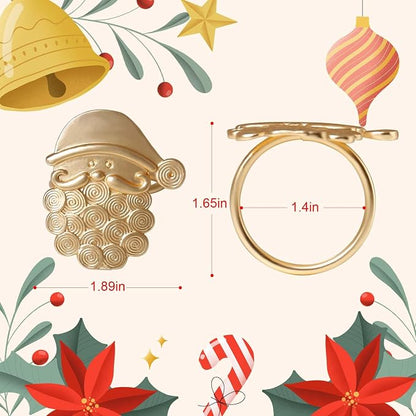 wonlex Christmas Napkin Rings Set of 6, Metal Golden Napkin Ring Serviette - Image 7