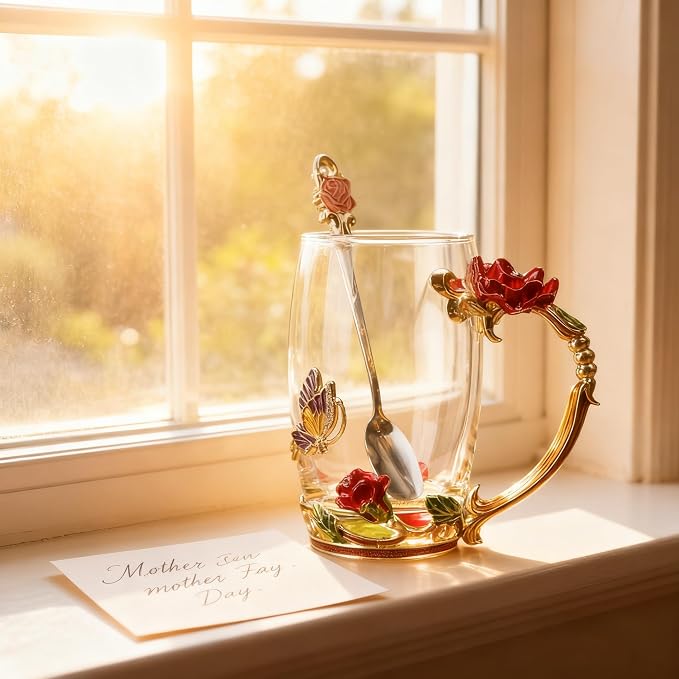 Handicraft Crystal Glass 3D Flower Cups Tea Mug - Image 6