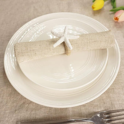 Starfish Napkin Rings Set of 6, White Sea Star Napkin Ring Holders for Crafts, Beach, Dinner Party, Wedding, Theme Party, Banquet, Nautical, Coastal Table Decor