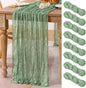 8 Pack Sage Green Cheesecloth Table Runner 10ft Boho Gauze Centerpiece | by MLMC
