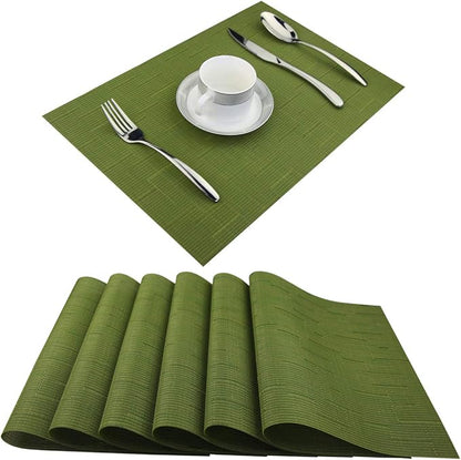 Plastic Placemats,Non Slip Washable Placemats for Dining Table Wipe Clean Table Mats Set of 6 (Sage Green)