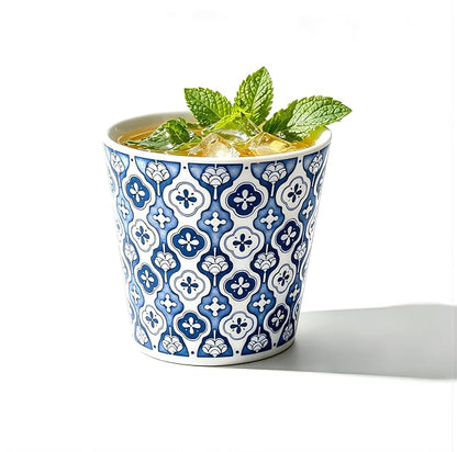 YQ&AMK 6.76oz Artisan Hand-Carved Jingdezhen Porcelain Tumbler – Blue & White by AhandmadeceramicstandinginYQAMK