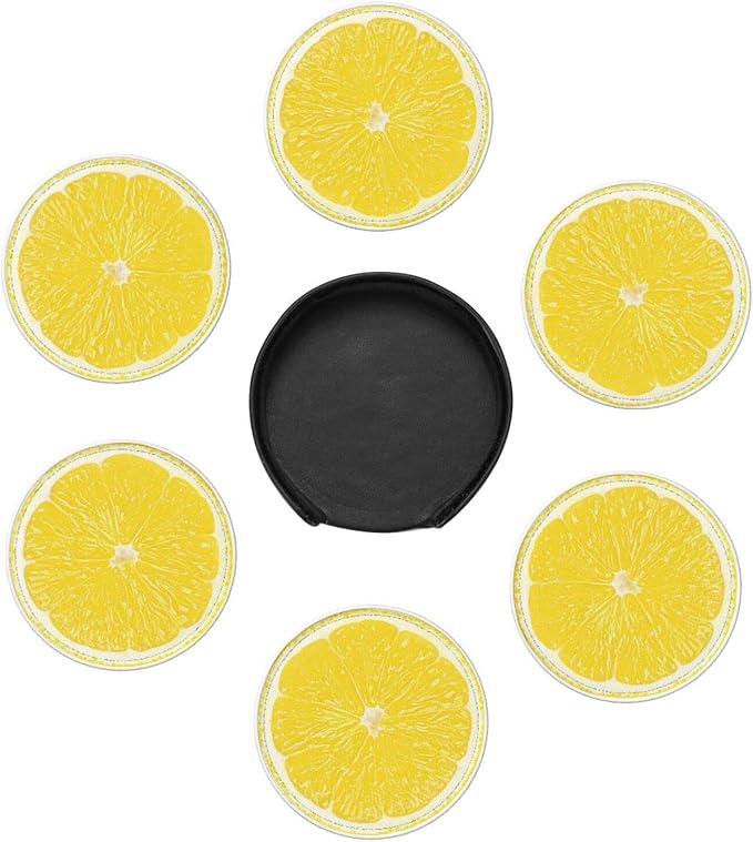 6 Pack Yellow Lemon Coaster for Drinks - Image 3