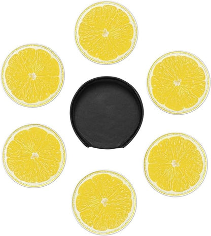 6 Pack Yellow Lemon Coaster for Drinks - Image 3