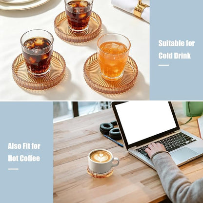 6 Pcs Modern Clear Coasters, Crystal Coaster, Glass Coasters | Amber Coasters - Image 4