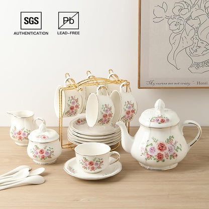 Sweejar 23 Pcs Floral Tea Sets - Image 3