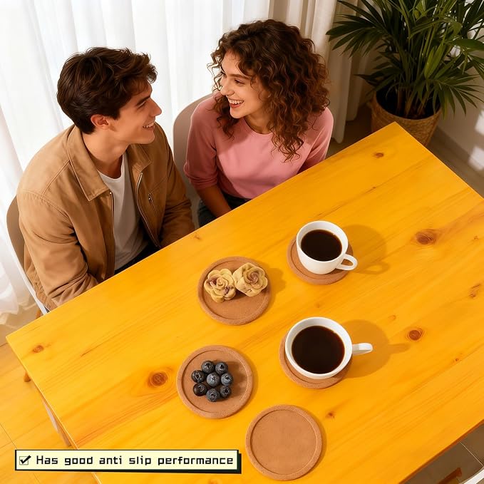 6-Pack Cork Coasters, 4 Inch Absorbent Reusable Beverage Coasters - Image 6