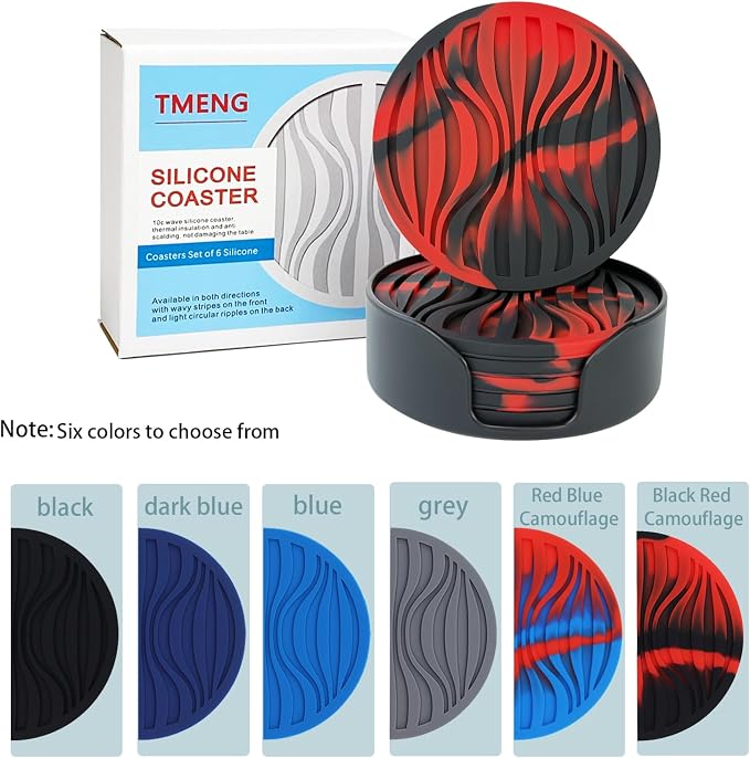 2 Packs Silicone Coaster Set of 6 Pieces - Image 2
