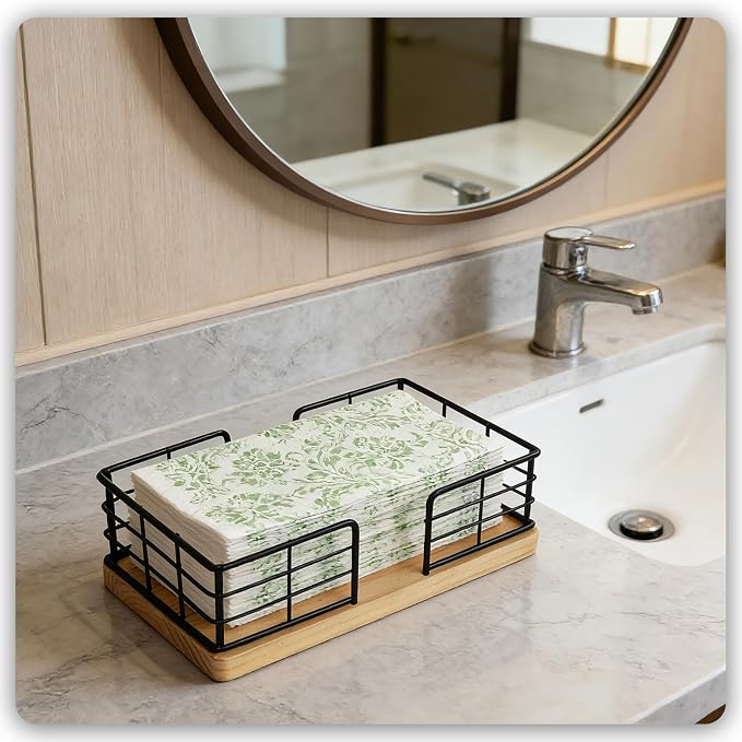 Kordory Wooden Disposable Guest Towel Holder Tray - Image 5