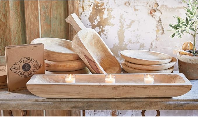 Santa Barbara Design Studio Wood Serving Bowl, Hand Carved Paulownia Wood Fruit - Image 7