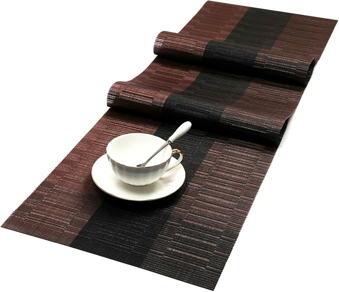 SHACOS Table Runners Woven Vinyl PVC Table Runner 12 x 36 inch Wipe Clean by SHACOS