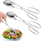 2 Pack Buffet Tongs Salad Tong, 10 Inch Stainless Steel Food Serving Bread Tongs by Jucoan