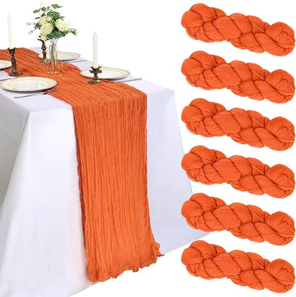 6 Pack 10Ft Orange Cheesecloth Table Runner 23 x 120 Inch | Gauze Rustic Boho by CKIKU