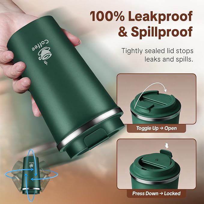 17oz Travel Coffee Mug, Leakproof Vacuum Coffee Cup Insulated Tumbler | 304 - Image 4