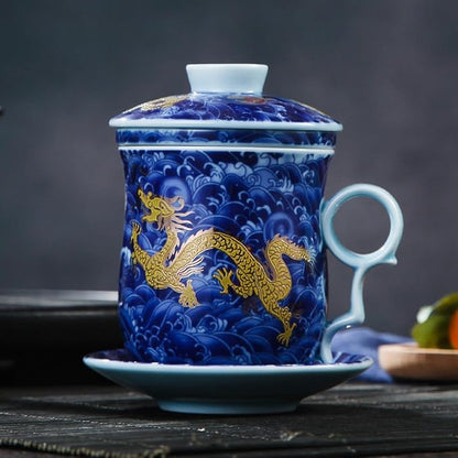 Porcelain Tea Cup with Infuser Lid and Saucer Sets - Image 7