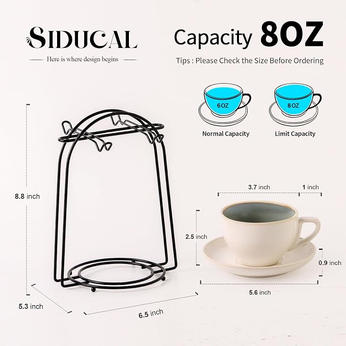 Stackable Cappuccino Cup Set of 4 Activated-Glazed Ceramic Coffee Cup | Ceramic - Image 2