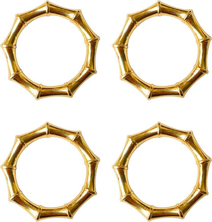 Shining Gold Bamboo Napkin Rings Set of 4 by Jolitee