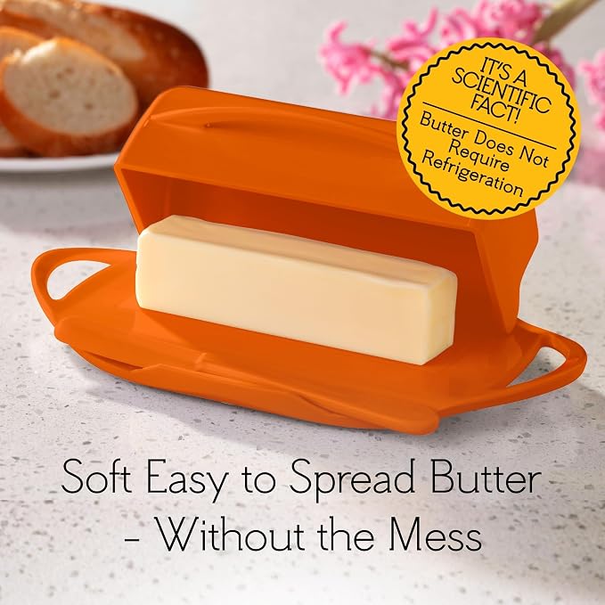Flip Top Butter Dish with Attached Lid & Matching Knife, 2 Pack - Image 5